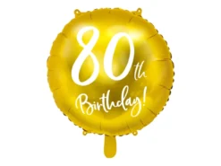 Folie Ballon 80 Års Fødselsdag, Guld, 45 cm