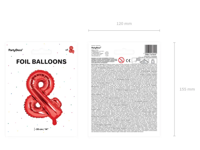 Folie Ballon Sign '' & '' 35 cm, Rød