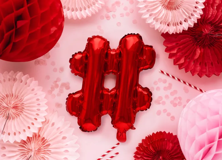 Folie Ballon Sign ''#'', 35 cm, Rød