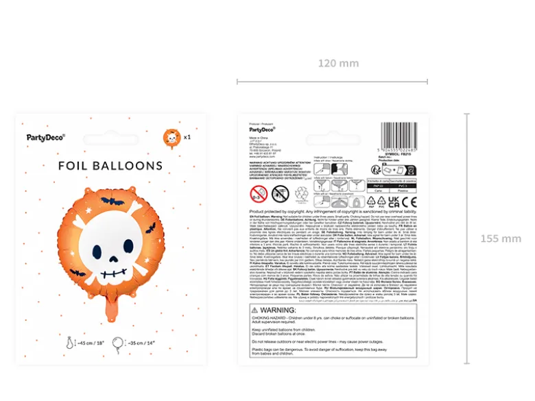 Folie Ballon Skull, 45 cm, Mix