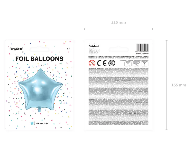 Folie Ballon Stjerne, 48 cm, Himmelblå