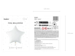 Folie Ballon Stjerne, 48 cm, Hvid