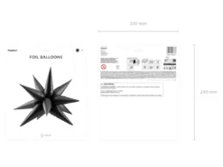 Folie Ballon Stjerne 3D, 95 cm, Sort