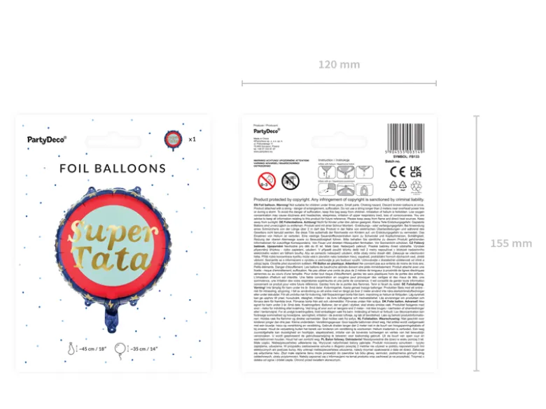 Folie Ballon Super Tata, 45 cm, Mix