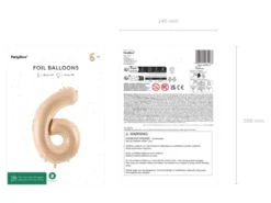 Folie Ballon Tal ''6'', 72 cm, Beige