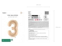 Folie Ballon Tal ''3'', 72 cm, Beige