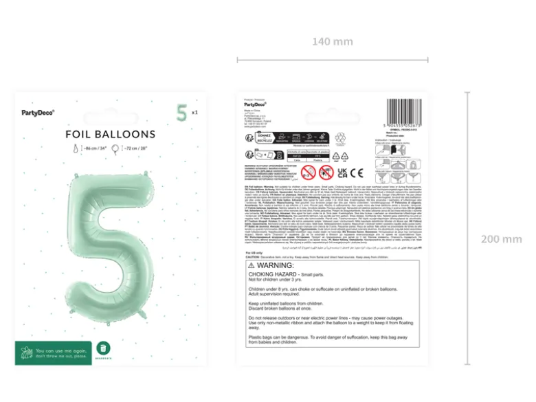 Folie Ballon Tal ''5'', 72 cm, Grøn