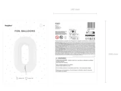 Folie Ballon Tal ''0'', 86 cm, Hvid