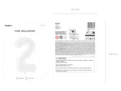 Folie Ballon Tal ''2'', 86 cm, Hvid