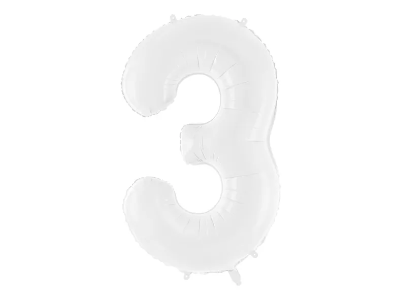 Folie Ballon Tal ''3'', 86 cm, Hvid