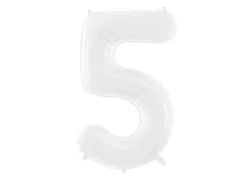 Folie Ballon Tal ''5'', 86 cm, Hvid