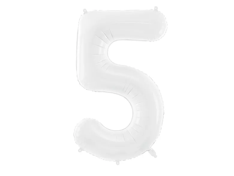 Folie Ballon Tal ''5'', 86 cm, Hvid