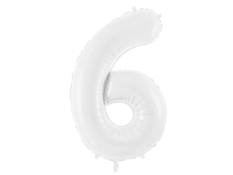 Folie Ballon Tal ''6'', 86 cm, Hvid