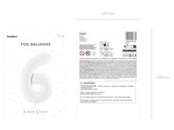 Folie Ballon Tal ''6'', 86 cm, Hvid