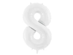 Folie Ballon Tal ''8'', 86 cm, Hvid