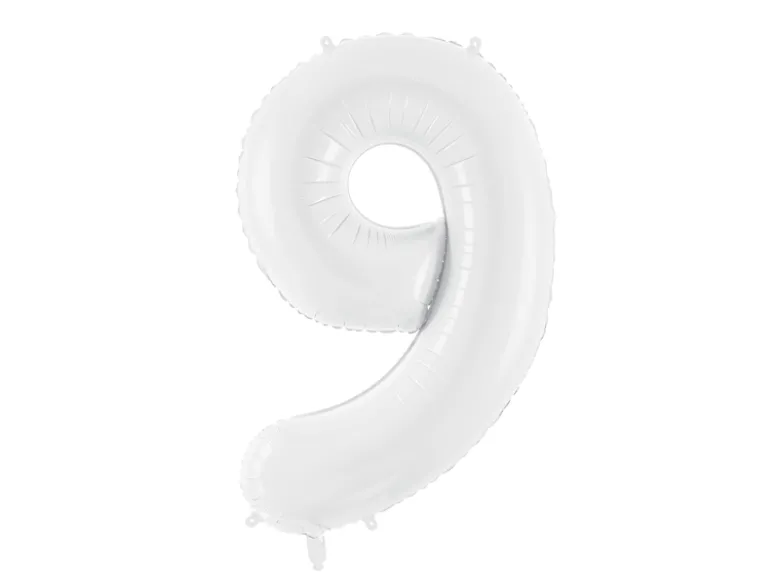 Folie Ballon Tal ''9'', 86 cm, Hvid