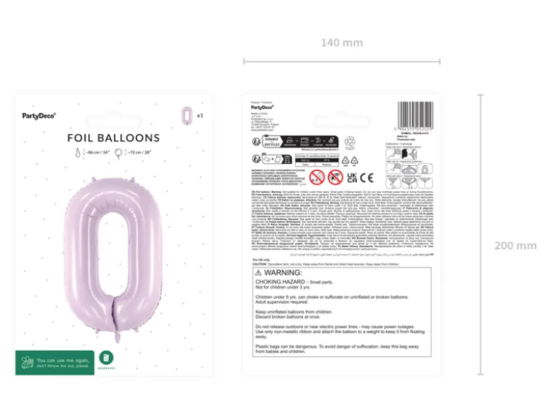 Folie Ballon Tal ''0'', 72 cm, Lilla