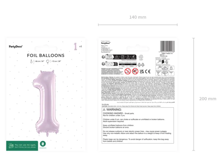 Folie Ballon Tal ''1'', 72 cm, Lilla