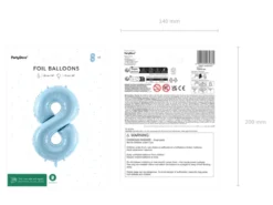 Folie Ballon Tal ''8'', 72 cm, Lyseblå