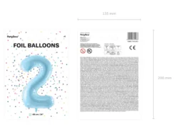 Folie Ballon Tal ''2'', 86 cm, Lyseblå