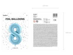 Folie Ballon Tal ''8'', 86 cm, Lyseblå