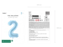Folie Ballon Tal ''2'', 72 cm, Lyseblå