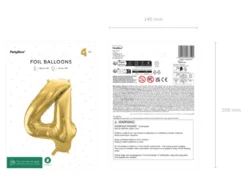 Folie Ballon Tal ''4'', 72 cm, Lys Guld