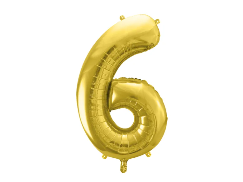 Folie Ballon Tal ''6'', 72 cm, Lys Guld