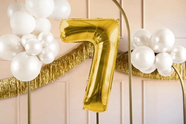 Folie Ballon Tal ''7'', 72 cm, Lys Guld