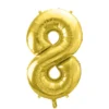 Folie Ballon Tal ''8'', 72 cm, Lys Guld