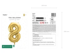 Folie Ballon Tal ''8'', 72 cm, Lys Guld