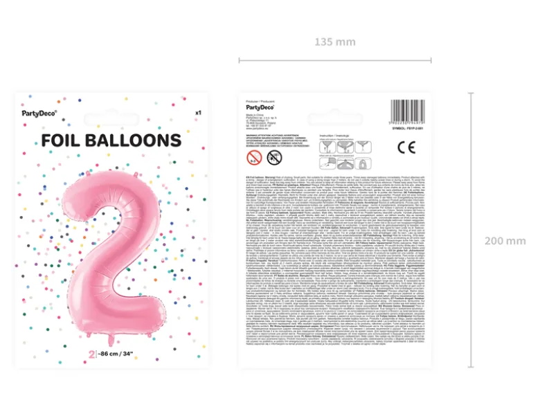 Folie Ballon Tal ''2'', 86 cm, Pink