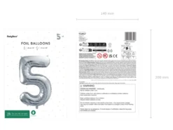 Folie Ballon Tal ''5'', 72 cm, Sølv