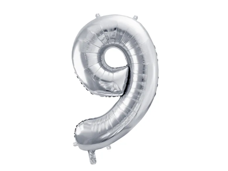 Folie Ballon Tal ''9'', 72 cm, Sølv