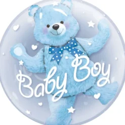 Gennemsigtig Double Bubble "Baby Boy" Ballon, 61cm