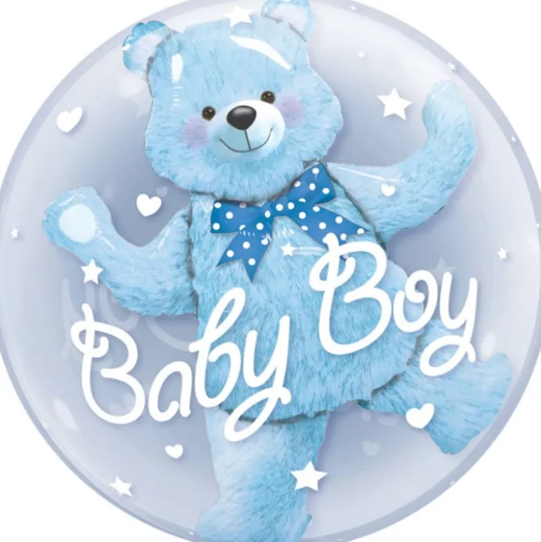 Gennemsigtig Double Bubble "Baby Boy" Ballon, 61cm