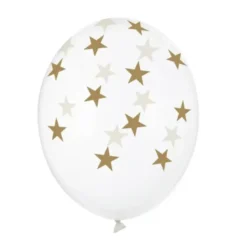 Gennemsigtige Balloner med Guld Stjerner (30cm.)