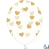 Gennemsigtige Balloner med Guld Hjerter (30cm.)