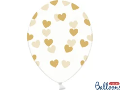 Gennemsigtige Balloner med Guld Hjerter (30cm.)