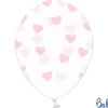 Gennemsigtige Balloner med Lyserøde Hjerter (30cm.)