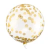 Gennemsigtig Orbz Ballon m/Guld Konfetti, 40 cm