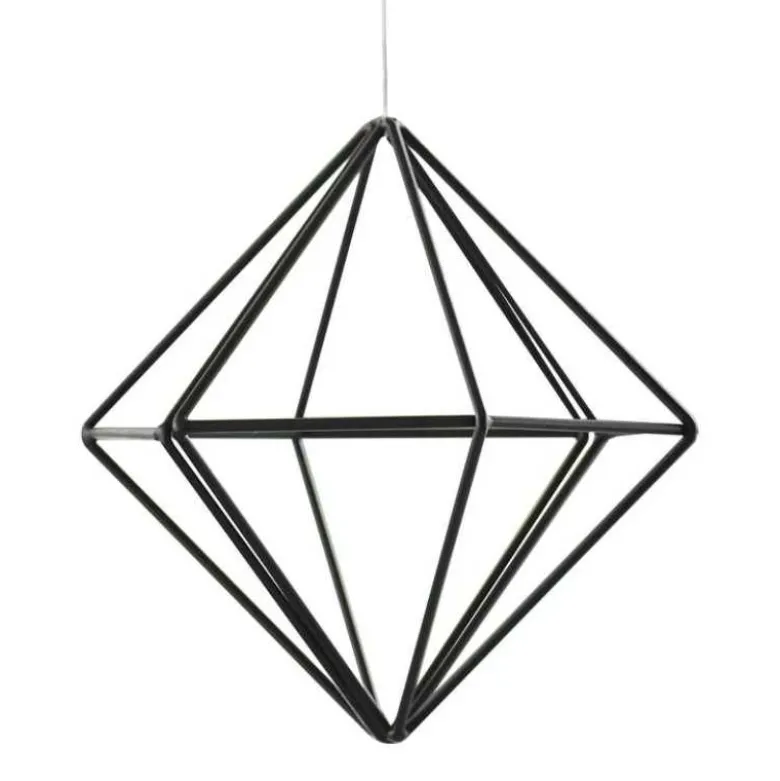 Geometrisk Sort Diamant Dekoration, 15 cm