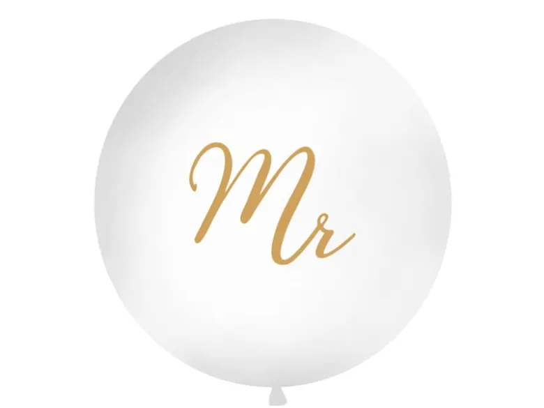 Gigantisk Bryllups Ballon m/Guld Skrift - "Mr"