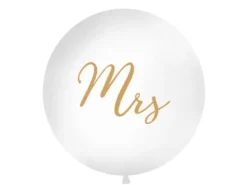 Gigantisk Bryllups Ballon m/Guld Skrift - "Mrs"