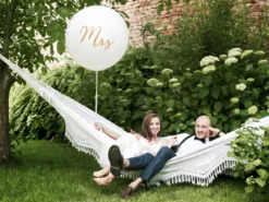 Gigantisk Bryllups Ballon m/Guld Skrift - "Mrs"