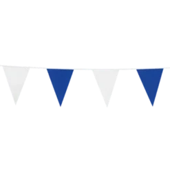 Gigantisk Flagguirlande m/Blå-Hvide Vimpler, 10M