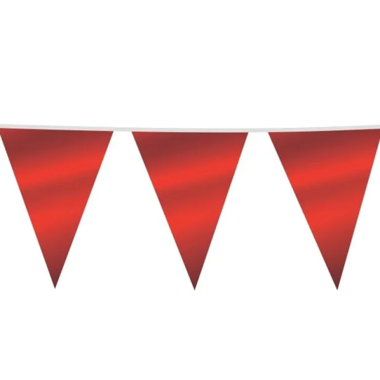 Gigantisk Flagguirlande, Metallic Rød Vimpler 10M