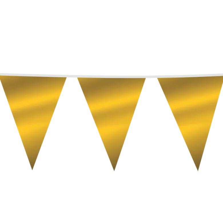 Gigantisk Flagguirlande, Metallic Guld Vimpler 10M