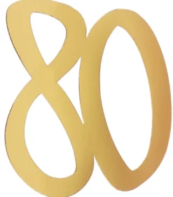 Gigant Tal Konfetti i Guld, 4 x Cutouts m/80 År