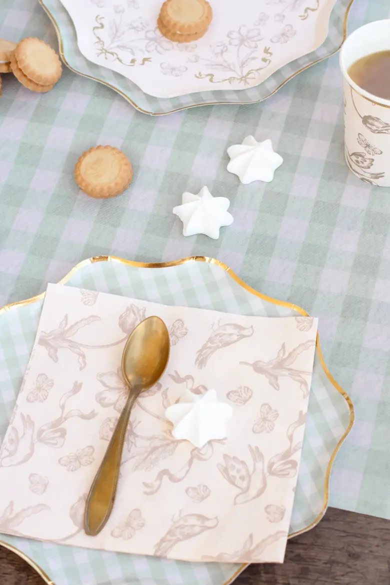 Gingham Tallerkner med Bølgekant, 6 stk.